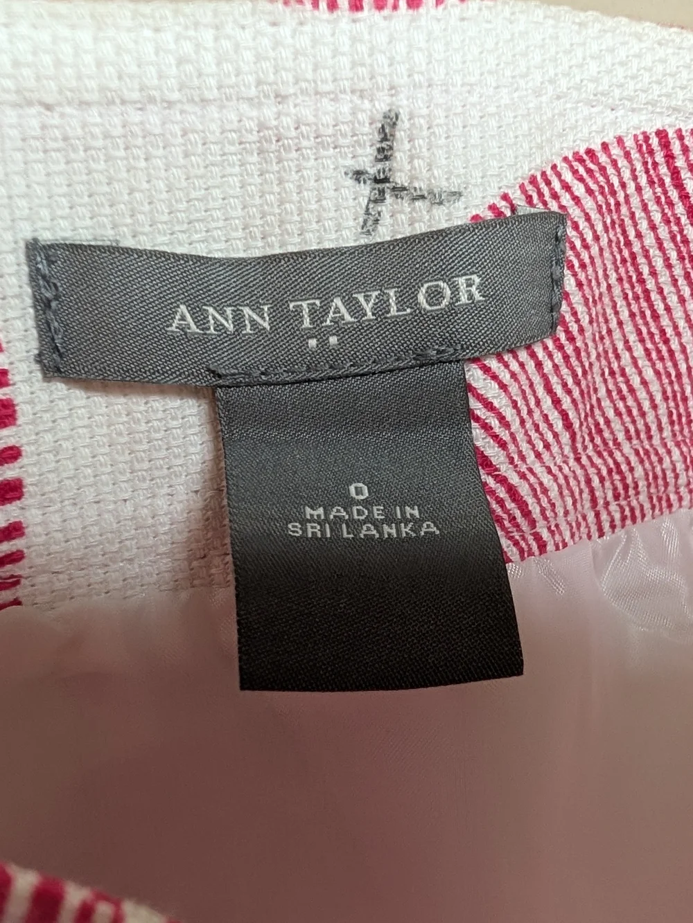 Ann Taylor Pink White Print Pencil Skirt Size 0